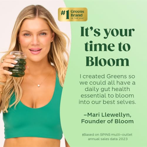 Bloom Nutrition Superfood Greens Powder, Digestive Enzymes with Probiotics and Prebiotics, Gut Health, Bloating Relief for Women, Chlorella, Green Juice Mix with Beet Root Powder, 25 SVG, Peach - Thumbnail 6