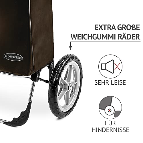 Einkaufstrolley Esana in braun mit Kühlfach - 55 Liter - Shopping Einkaufswagen Einkaufsroller Trolley bis 30 kg… – Bild 4