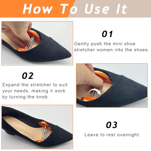 Image of MAYCREATE 1 Pair Mini Shoe Stretchers Women Wide Feet, High Heels Boots Stays Shaper Stereotypes Stretchers Expander, Adjustable Men Women Shoe Widener Expander Shaper, Orange