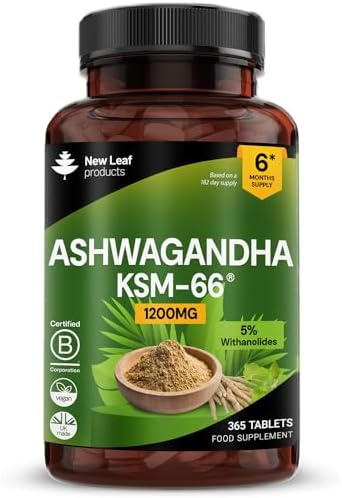Ashwagandha KSM 66-365 (6 Months Supply) 1200mg Vegan Tablets Pur...
