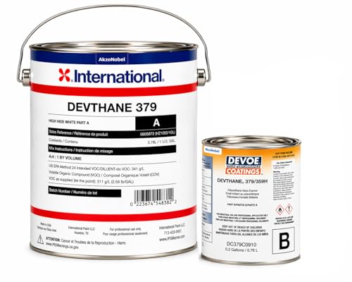 Devthane 379 Polyurethane Coating – High-Hide White | Industrial Grade for Bathtubs, Countertops, Aircraft, Marine, Metal | 1 Gallon | 2-Part with Part B