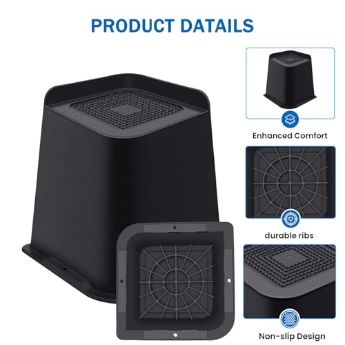 ANNKUT Bed Risers 6 Inch Heavy Duty, Furniture Risers for Bed Desk Table Sofa Couch ，Oversized Bed Lifts Risers, Support up to 5000 Lbs(4 Pack Black) by ANNKUT - Image 3