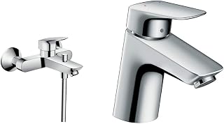 Hansgrohe 71400000 Logis grifo de bañera visto, cromo & 71071000 Logis grifo de lavabo 70 sin vaciador automático, cromo