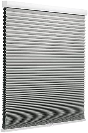 Changshade Cellular Shades Black Out for Door Window Blinds Cordless, Honeycomb Blackout Room Darkening Light Blocking 1.5'' Single Cell Pleated for Home, Shade Size 27" W x 72" H, Grey, JZCEL27GY72C
