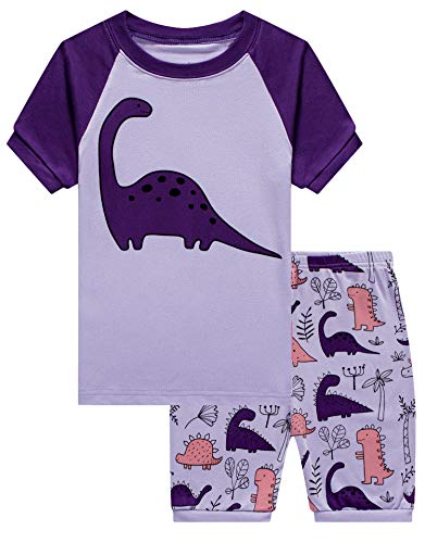 Family Feeling Little Girls Dinosaur Summer Pajamas Short Sets 100% Cotton Pjs 7 #TOP23