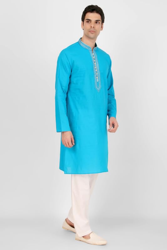 Men's Pure Cotton Embroidered Kurta Pajama Set Thread Work Ideal Gift for Men2