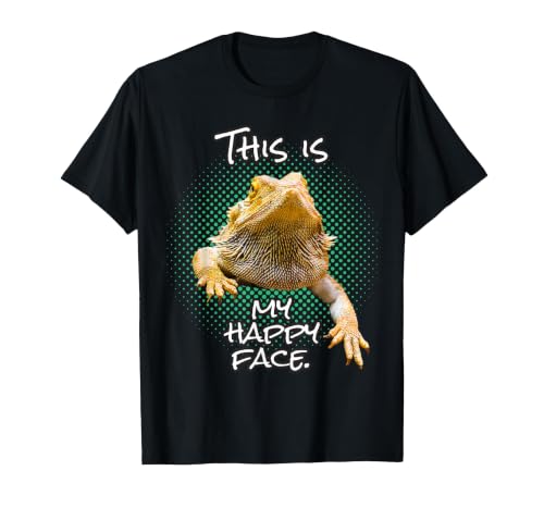 This is My Happy Face Bearded Dragon Funny Reptile T-Shirt, Men, Black, X-Large
