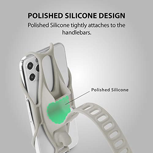 【Bone】Bike Tie 3 Bike Phone Mount Handlebar, Universal Bicycle Phone Holder Motorcycle Cell Phone Holder for 4.7"- 7.2", Ultra Light Silicone Bike Phone Holder Road Bike Accessories - Gray