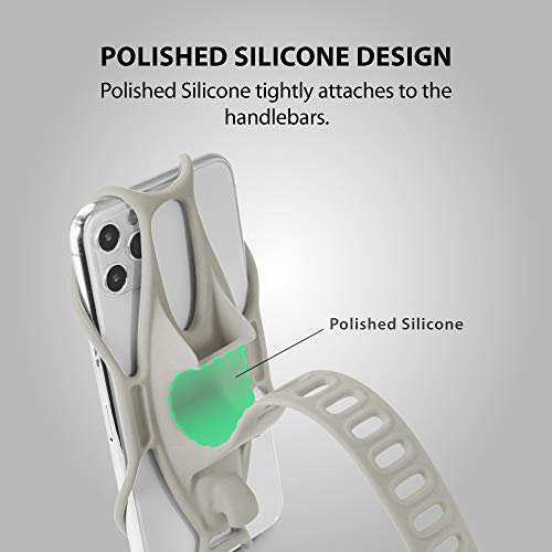 【Bone】Bike Tie 3 Bike Phone Mount Handlebar, Universal Bicycle Phone Holder Motorcycle Cell Phone Holder for 4.7"- 7.2", Ultra Light Silicone Bike Phone Holder Road Bike Accessories - Gray