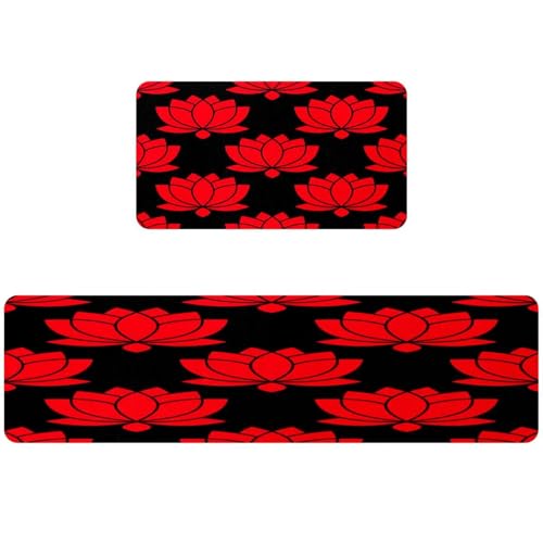 Alfombrilla absorbente para cocina lavable con patrón de loto 2