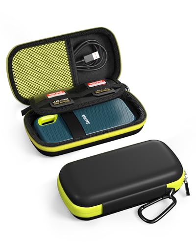 ProCase Hard Carrying Case for SanDisk Extreme/SanDisk Extreme Pro Portable External SSD, 500GB 1TB 2TB 4TB 8TB USB-C Solid State Drive, EVA Shockproof Travel Case with 2 SD Card Slots -GreenBlack