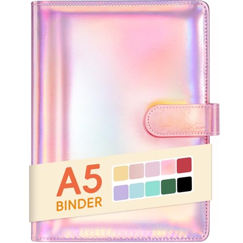 Sooez A5 Notebook Photocard Binder, 6 Ring Planner with Stylish Design,...