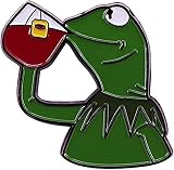 Cartoon Tier Emaille Pin Kermit Trinken Tee Frosch Brosche Pin Lustige Frosch Broschen Abzeichen Cartoon Brosche Revers Pins für Rucksäcke Jacken Hüte Kleidung Schmuck Geschenk für Frauen Männer
