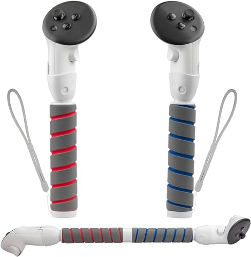 Aukuoy Controller Grips Extension for Quest 3: Dual Handle Attachments for Quest 3 Controller Accessories, Controller Extension Grips for VR Games Gorilla Tag Long Arms, Golf Club, Beat Saber Handle