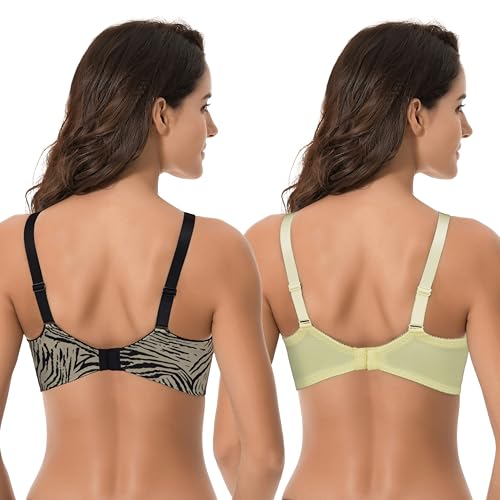 Miniatura 2 de Curve Muse Mujer Talla Grande Minimizador Sin Forro Con Aros Sujetador De Cobertura Completa-Paquete De 2-Amarillo,Gris Oscuro-100f