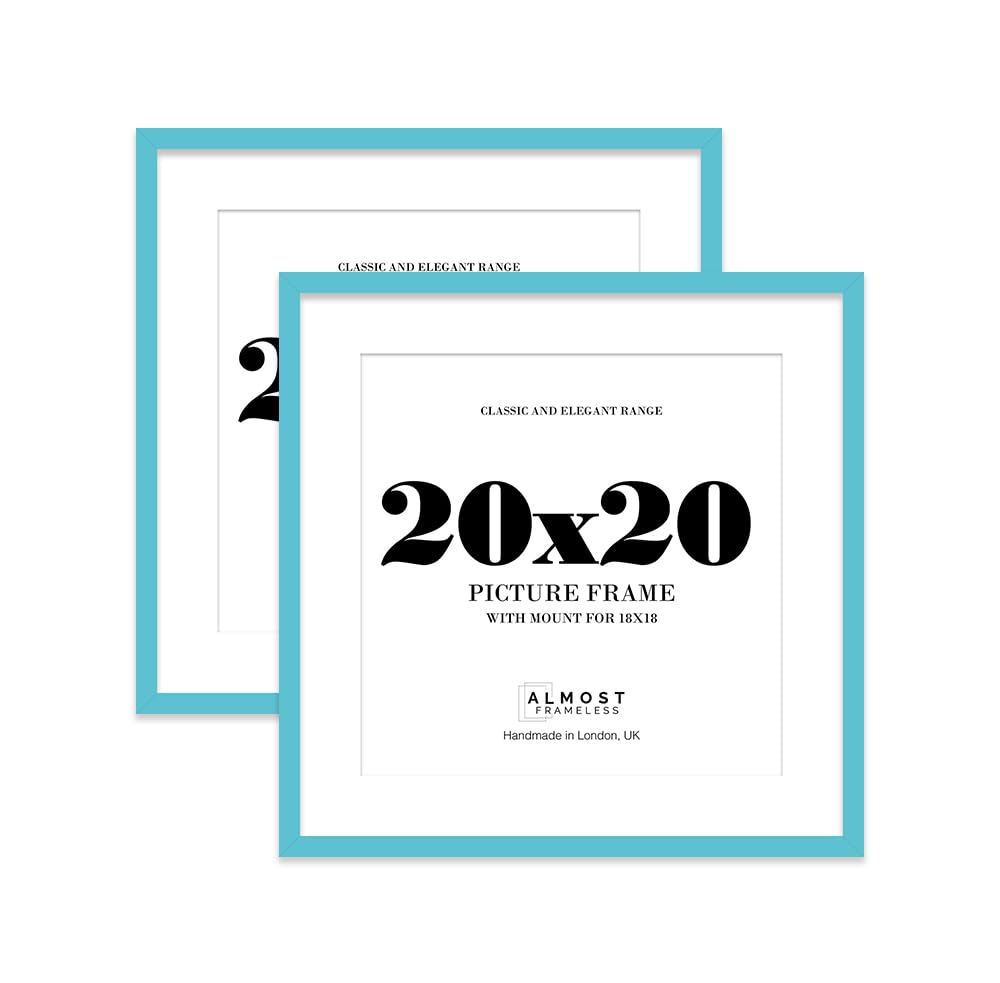 20x20 Turquoise Picture Frame with Mount for 18x18 Photos, Prints - Modern Square Wall Frame, Set of 2