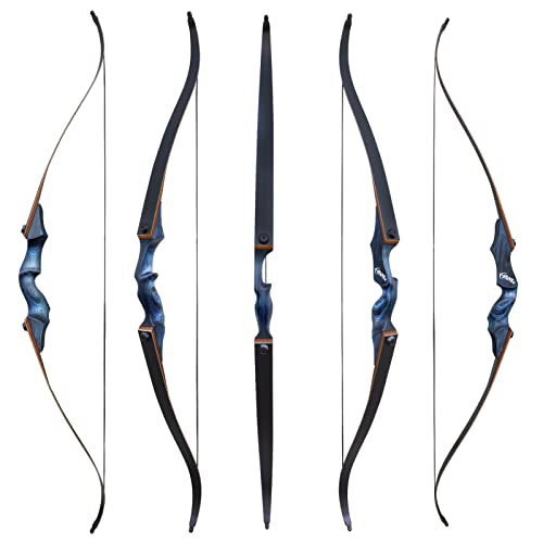 Obtoutdoor Black Hunter Original Takedown Recurve Bows For Adults Archery Recurve Bow Set 60" 20-60 Lbs Right Hand For Outdoor Targets Practice Hunting Training Competition (Blue-30Lbs) #TOP3