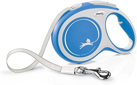 Flexi New Comfort Tape Grey & Blue Large 8m Retractable Dog Leash/Lead for dogs up to 50kgs/110lbs