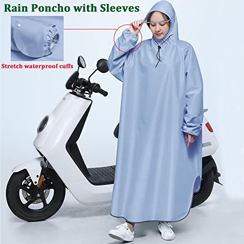 XVBVS Poncho de Pluie à Capuche Léger avec Bord, Poncho Imperméable à Manches Longues pour Hommes Femmes Adultes Moto, Scooter de Mobilité, Cyclisme, Randonnée (Color : Bleu, Size : 4XL) – vue 3