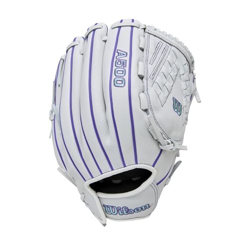 Wilson 2026 A500 Siren 12.5" Outfield Fastpitch Softball Glove - Left Hand Throw, White/Purple/Seafoam by WILSON - Image 2