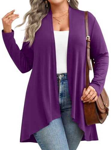 Image of Anymiss Womens Long Cardigans Spring Lightweight Jackets S-2XL Knit Kimono