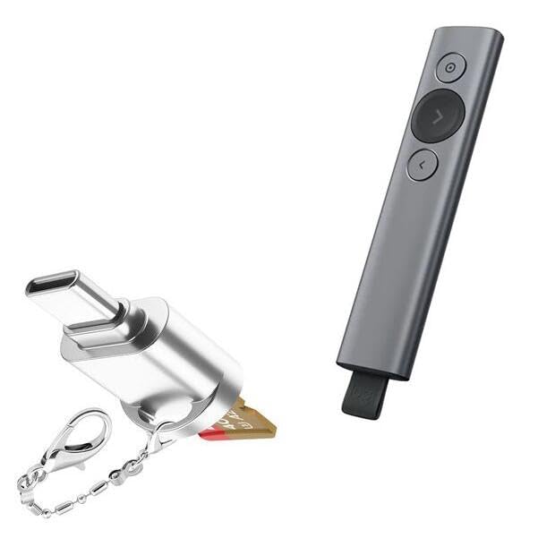 BoxWave Adapter Compatible with Logitech Spotlight Presentation Remote - Micro SD Card miniReader, USB Type-C OTG Reader USB3.0 Adapter Keychain - Metallic Silver-picture-14