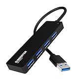 【Transmisión de datos de súper velocidad de 5 Gbps】-- 4 puertos USB 3.0 permiten una velocidad de transmisión de 5 Gbps, que es 10 veces más rápida que USB 2.0. La transferencia de datos de alta eficiencia hace que los archivos 1G se transfieran a la velocidad del rayo en 5 segundos, lo que facilita enormemente las cargas de trabajo diarias. Compatible con disco flash USB, lector de tarjetas SD, mouse, teclados y otros dispositivos USB.