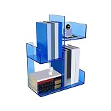 CFGH6FDF Desk Top Organizer Bookshelf, Home Office Blue Transparent Acrylic Storage Shelf Freestanding Book Shelf