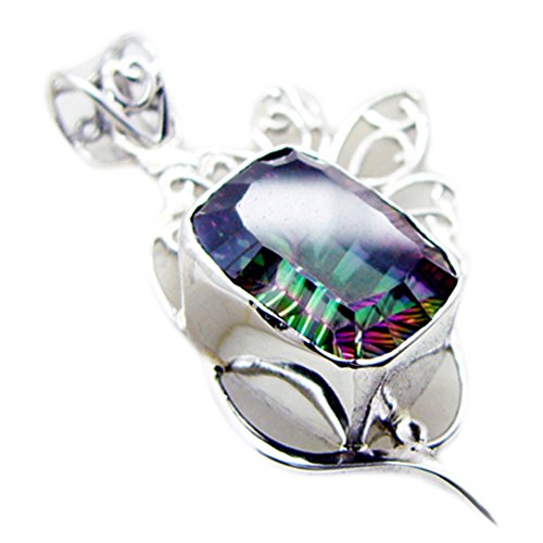 Colliers pendentif locket rectangle Mystic Quartet argent sterling 925 femmes