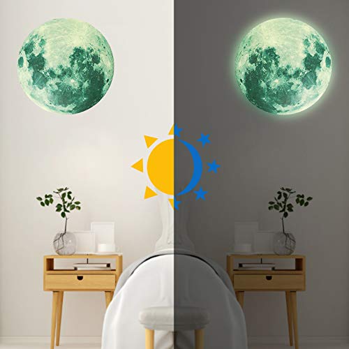 Glow In The Dark Moon Wall Decals – Luminous Decal Stickers For Simulated Moon Effect At Night, Perfect Ceiling Or Wall Decor For Kids' Bedroom(30Cm) #TOP3