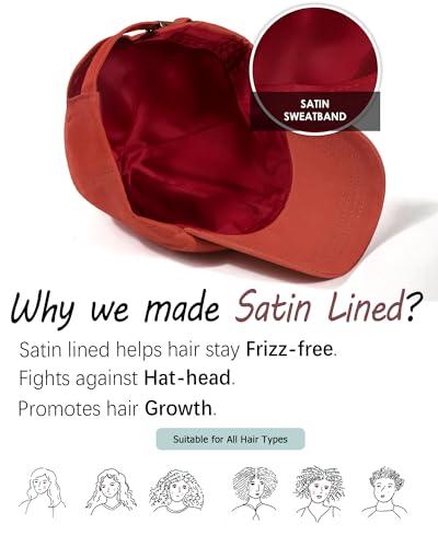 Image of Womens Satin Lined Unstructured Baseball Cap Unisex Silk Lining Washed Cotton Adjustable Vintage Dad Hat