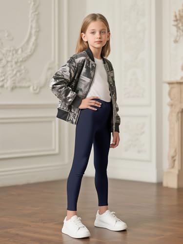 Ruisita 4er Pack Mädchen Leggings aus Baumwolle Weich Atmungsaktiv Dehnbar Lange Sport Yoga Hosen für Kinder CCC