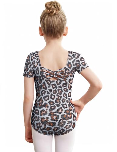Image of Zaclotre Girls Gymnastics Leotards Crisscross Back Ballet Dance Outfits | Team Basic Leotard,Classic Short Sleeve,Hollow Back,High Stretch,Perfect Fit,Soft Cotton,Breathable,Ballerina Costume