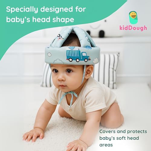 Image of Kiddough Head Protector for Baby Safety | 6 Months-3 Years, Baby Safety Helmet | Proper Air Ventilation for Kids and Toddlers | Secure, Fit & Comfort Lightweighted Helmet (Car Print) (Car Print)