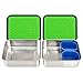 LunchBots Lite Bento Box Lunch Bundle – Includes Two Bento Boxes - One Section and Three Section Stainless Steel Containers and Silicone Cups - Eco-Friendly, Dishwasher Safe, BPA-Free - Green