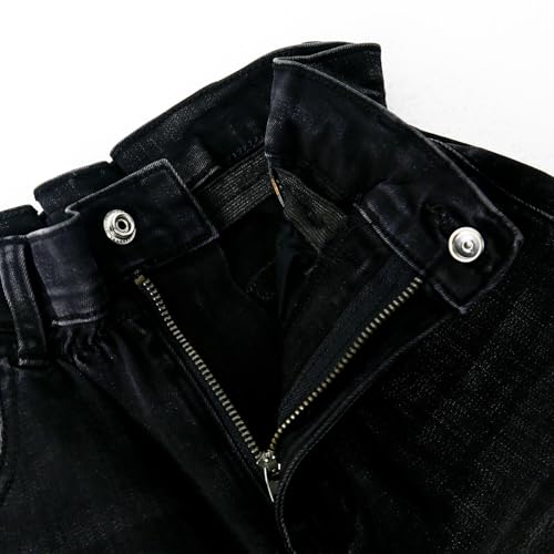 KIDSCOOL SPACE Girls Wide Leg Jeans, Ruffled Lotus Elastic Waist Denim Pants4