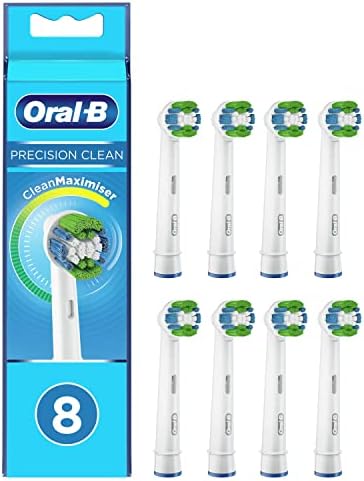 Oral-B Precision Końcówki do Szczoteczek, 8 Sztuk, Oryginalne Wkłady do Elektrycznej Szczoteczki, z Technologią CleanMaximiser, Białe