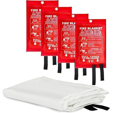 Knixxo Fire Blanket for Home Kitchen - Fiberglass Fire Suppression Blanket Great for School, Fireplace, Grill, Car, Office, Warehouse Cover