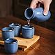 Liwein Sake Set,5-teilig Handbemalt Japanisch Kirschblüte Sake Becher Warm Wein Topf Traditionellektassen Weingläser Basteln Geschenk(Sternenhimmel)