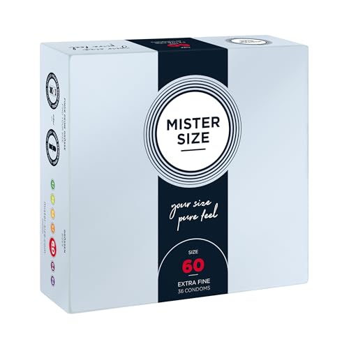 MISTER SIZE Kondome Extra Dünn & Hauchzart Gefühlsecht & Extra Feucht Perfekte Passform Aus Naturkautschuk-Latex für Natürliches Gefühl & Höchste Sicherheit (36er Pack 60mm)