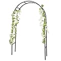 RUBFAC Metal Garden Arch, Wedding & Event Decoration, Garden Trellis for Climbing Plants, Assemble Freely 2 Sizes for Various Climbing Plant Roses Vines Bridal Party Decoration, Black, 1 Pack