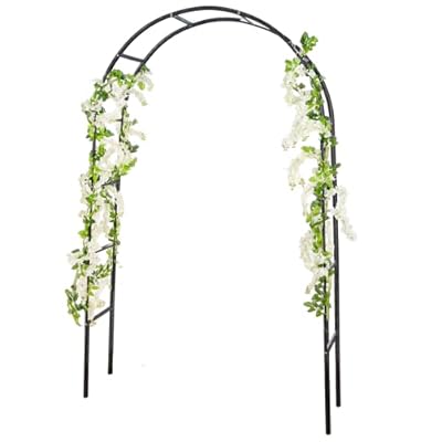 RUBFAC Metal Garden Arch, Wedding & Event Decoration, Garden Trellis for Climbing Plants, Assemble Freely 2 Sizes for Various Climbing Plant Roses Vines Bridal Party Decoration, Black, 1 Pack