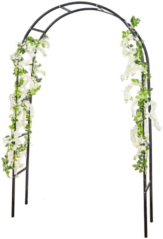 RUBFAC 94" Metal Garden Arch Trellis for Climbing Plants Outdoor, Garden Arbors and Arches, Wedding Arch Frame Archway for Balloons Pumpkin Vines Halloween Christmas Party Decoration, Black