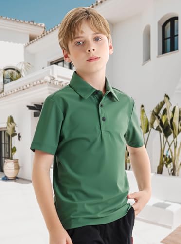 Image of Polo Shirts for Boys Golf Polo Shirt Short Sleeve Boys Performance Polo Dry Fit Stretch Collared UPF50+ Kids Golf Shirts