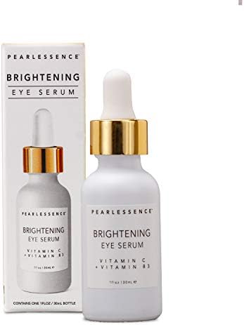 Pearlessence Brightening Eye Serum with Vitamin C + B3 – Helps Reduce Appearance of Fine Lines & Dark Under Eye Circles | Lightweight | Made in USA, Paraben Free & Cruelty Free (1 oz)