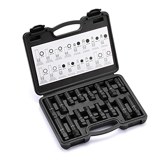 MIXPOWER 16-Piece Locking Lug Nut Master Key Set of Spline Star and Hex Style Keys, Wheel Lock Removal Kit, Thin-Walled and Long Lug Keys to Prevent Damage to Wheels Double-Hex Heads