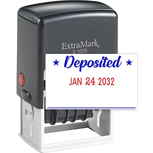 ExtraMark S-1025 Professional Self Inking Office Date Stamp with 