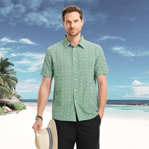 M MAELREG Mens Hawaiian Shirts Short Sleeve Button Down Tropical Beach Floral Solid Print Summer Vacation Mens Casual Shirts2