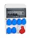 Produktbild GD24 Stromverteiler HL/FI/165-6, 6 x Schuko-Steckdosen 230 V, 16 A & 1 x CEE-Dose 400 V, 16 A geneigt, Baustromverteiler - Wandverteiler - Steckdose, Starkstrom, mit LS & FI Schaltern