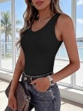 ANRABESS Tank Tops for Women V Neck Ribbed Knit Slim Fitted Sleeveless Basic Tee Tanks Casual Summer Clothes 2026 Black M
